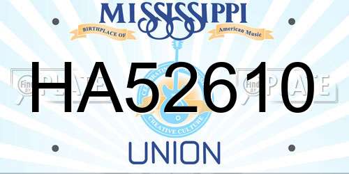 HA52610 Mississippi License Plate