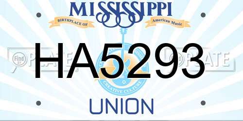 HA5293 Mississippi License Plate