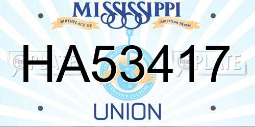 HA53417 Mississippi License Plate
