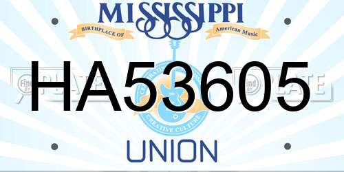 HA53605 Mississippi License Plate