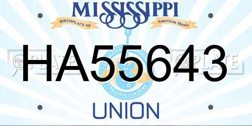 HA55643 Mississippi License Plate