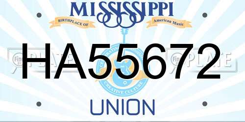 HA55672 Mississippi License Plate