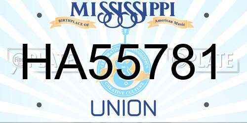 HA55781 Mississippi License Plate