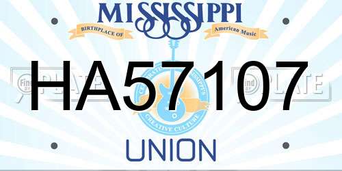 HA57107 Mississippi License Plate