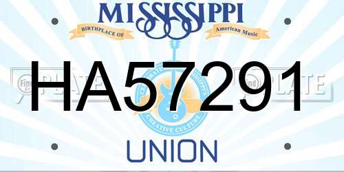 HA57291 Mississippi License Plate