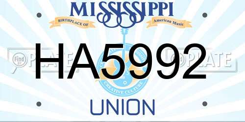 HA5992 Mississippi License Plate