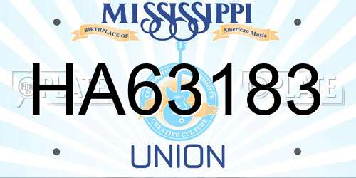 HA63183 Mississippi License Plate