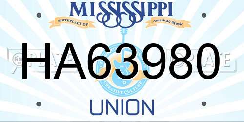 HA63980 Mississippi License Plate