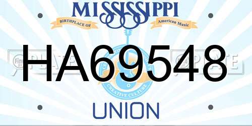 HA69548 Mississippi License Plate