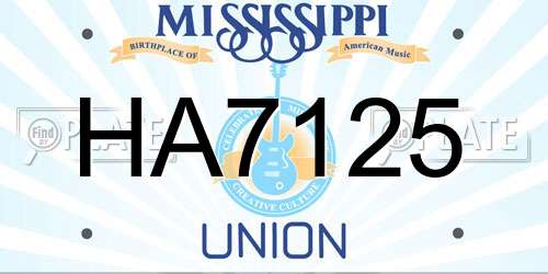 HA7125 Mississippi License Plate
