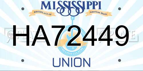 HA72449 Mississippi License Plate