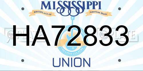 HA72833 Mississippi License Plate