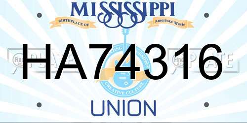HA74316 Mississippi License Plate