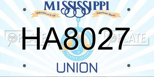 HA8027 Mississippi License Plate