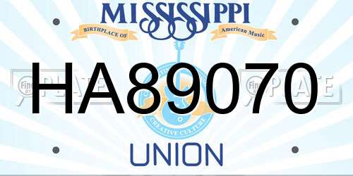 HA89070 Mississippi License Plate