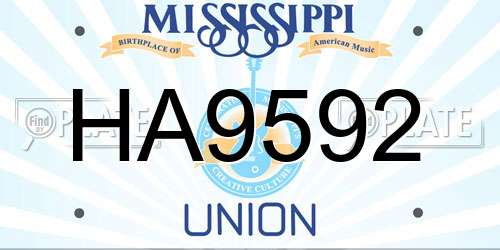 HA9592 Mississippi License Plate