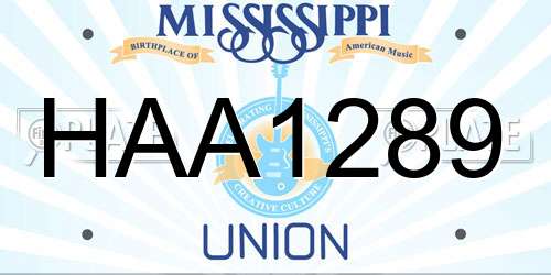 HAA1289 Mississippi License Plate