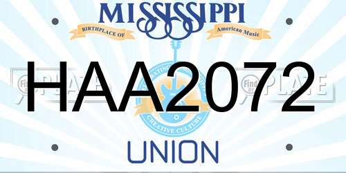 HAA2072 Mississippi License Plate