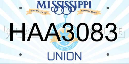 HAA3083 Mississippi License Plate