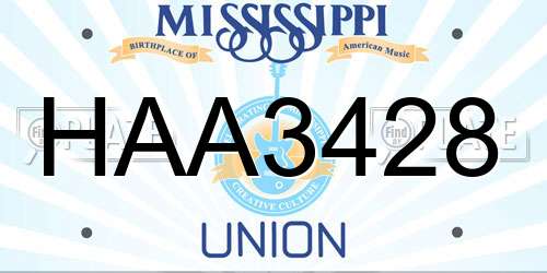 HAA3428 Mississippi License Plate