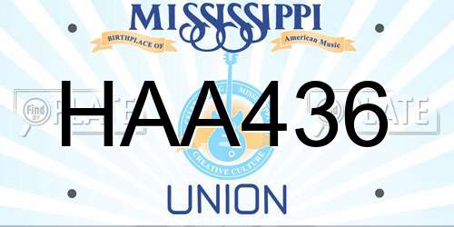 HAA436 Mississippi License Plate