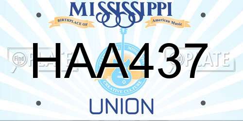 HAA437 Mississippi License Plate