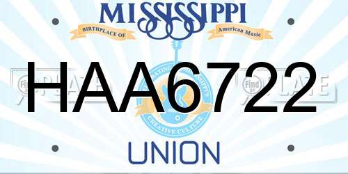 HAA6722 Mississippi License Plate