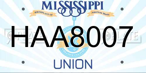 HAA8007 Mississippi License Plate