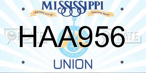 HAA956 Mississippi License Plate