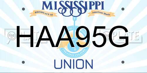 HAA95G Mississippi License Plate
