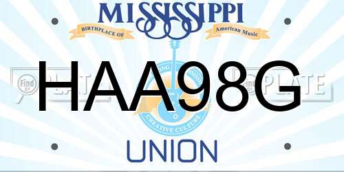 HAA98G Mississippi License Plate