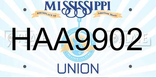 HAA9902 Mississippi License Plate