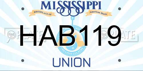 HAB119 Mississippi License Plate