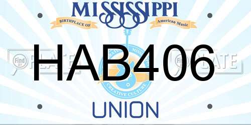 HAB406 Mississippi License Plate