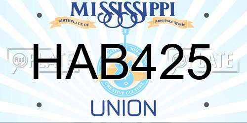 HAB425 Mississippi License Plate
