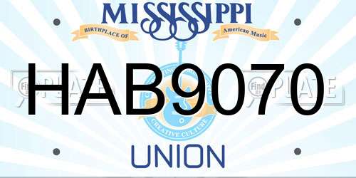 HAB9070 Mississippi License Plate
