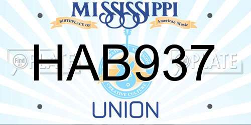 HAB937 Mississippi License Plate