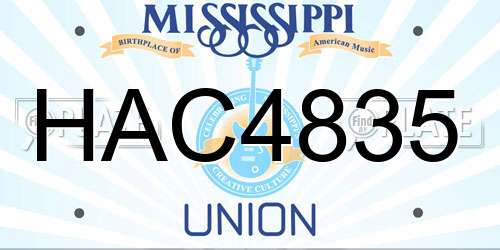 HAC4835 Mississippi License Plate