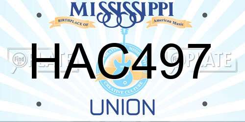 HAC497 Mississippi License Plate