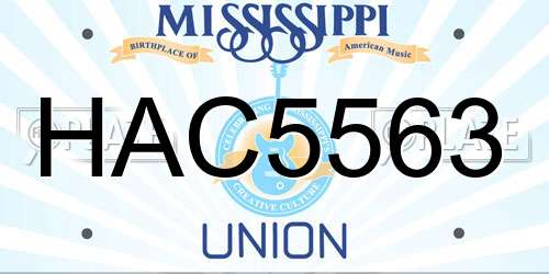 HAC5563 Mississippi License Plate