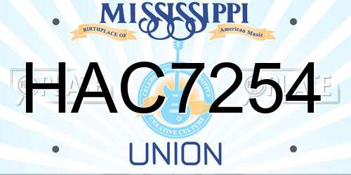 HAC7254 Mississippi License Plate