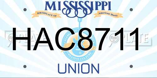 HAC8711 Mississippi License Plate