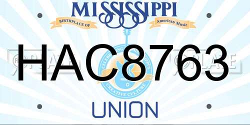 HAC8763 Mississippi License Plate