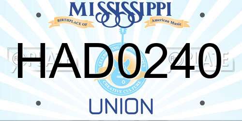HAD0240 Mississippi License Plate