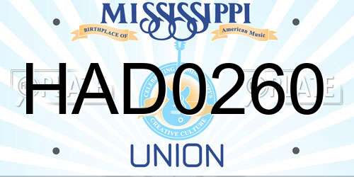 HAD0260 Mississippi License Plate