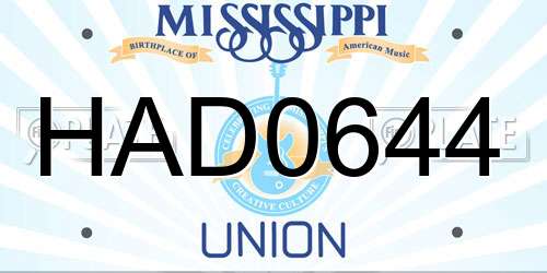 HAD0644 Mississippi License Plate