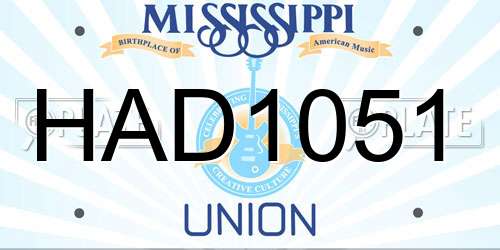 HAD1051 Mississippi License Plate