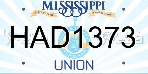 HAD1373 Mississippi License Plate