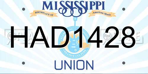 HAD1428 Mississippi License Plate