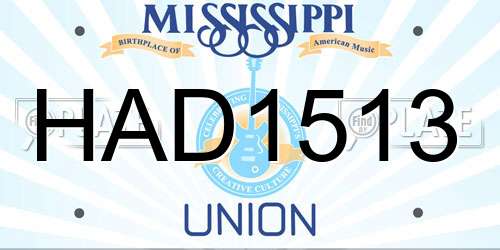 HAD1513 Mississippi License Plate